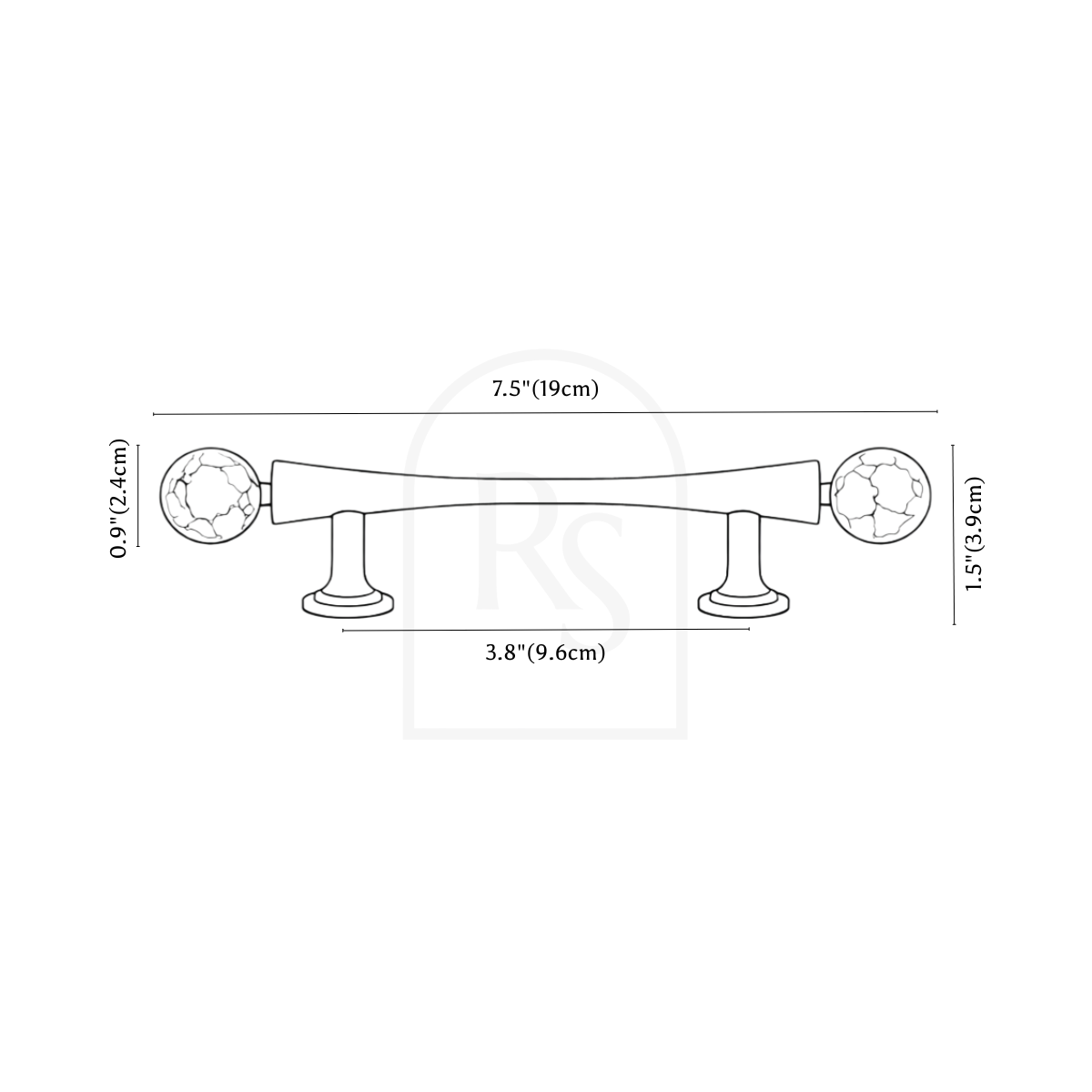 Cirox Knob & Pull Bar line drawing 2