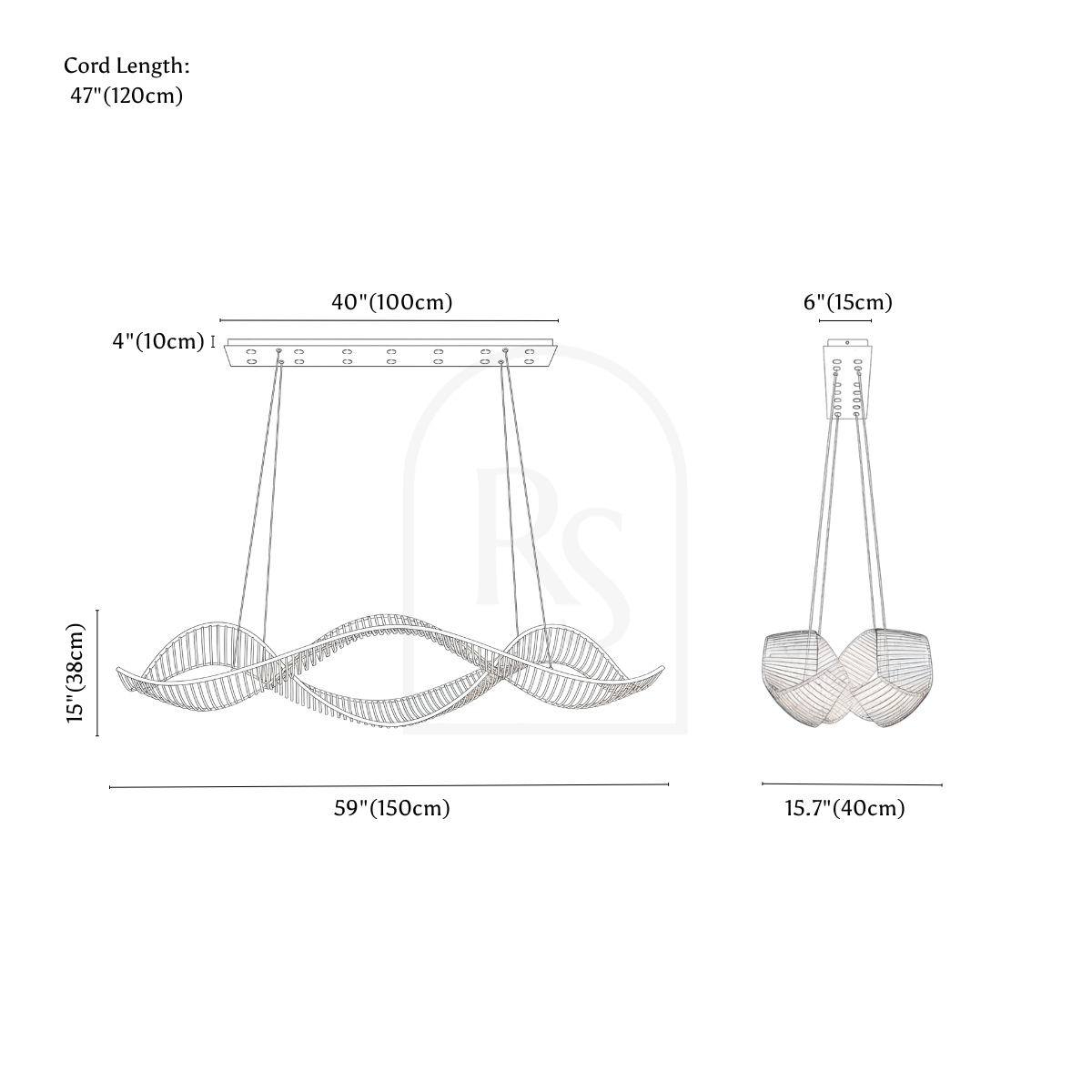 Dumini Chandelier line drawing 2