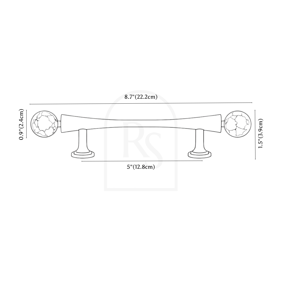 Cirox Knob & Pull Bar line drawing 3
