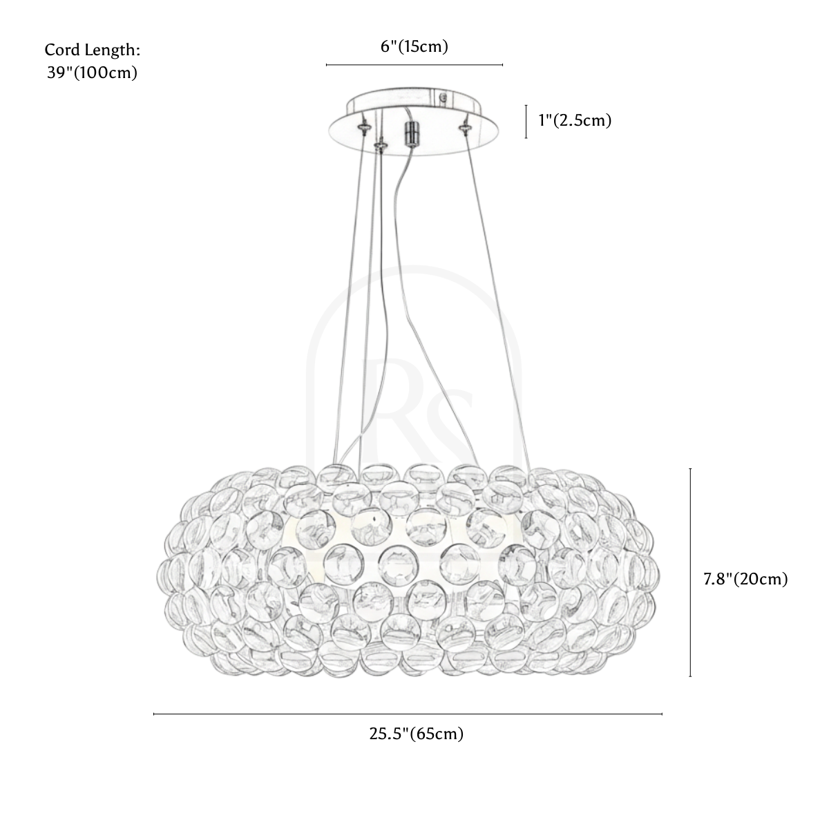 Agatha Chandelier line drawing 3