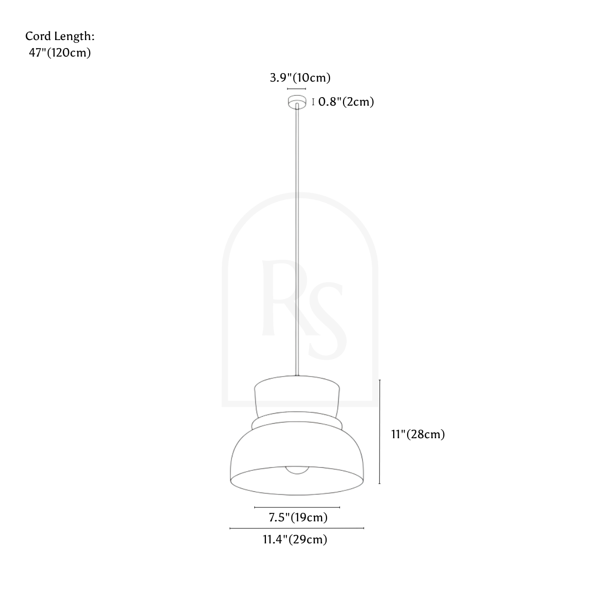 Macaron Pendant Light line drawing 3