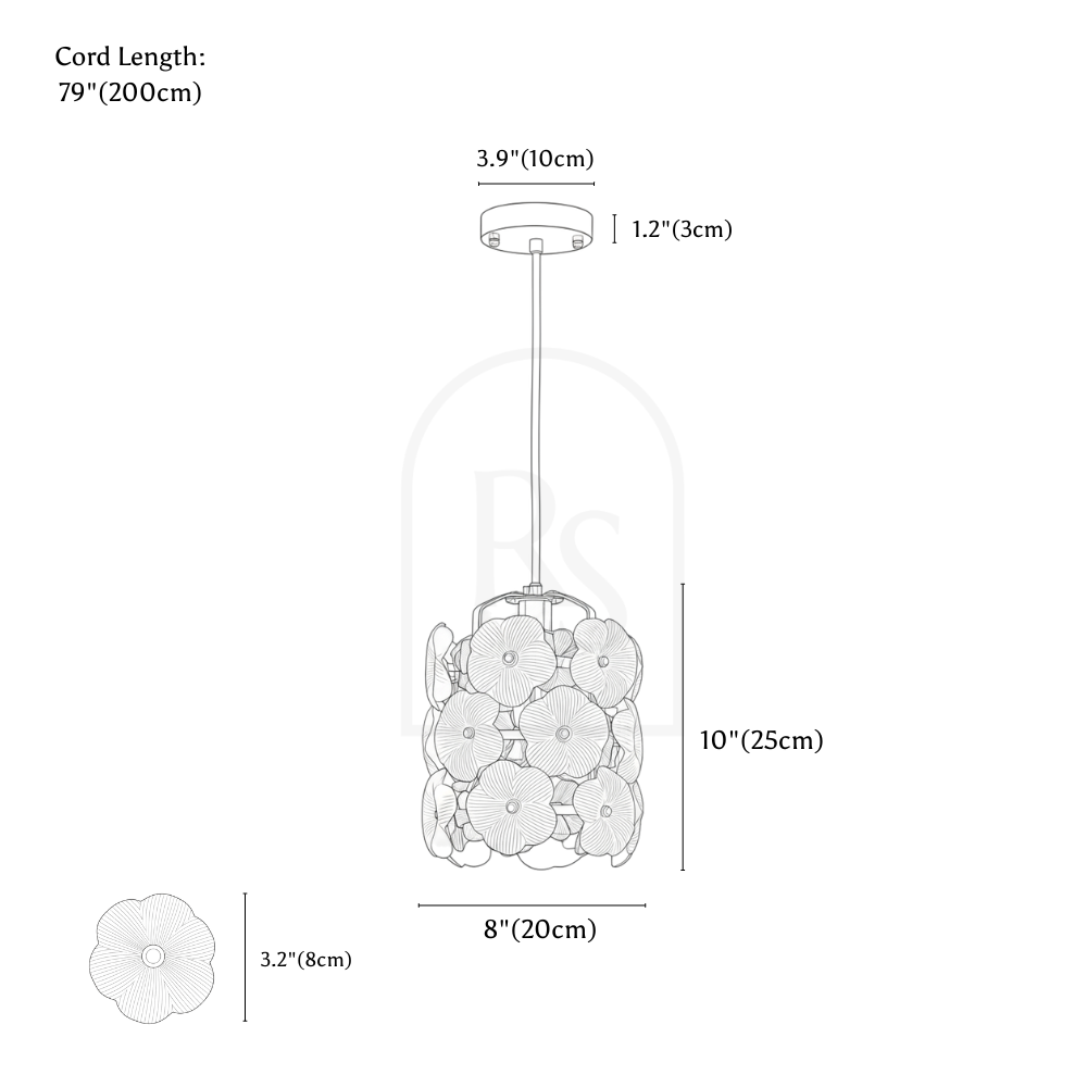 Lazik Pendant Light line drawing 1