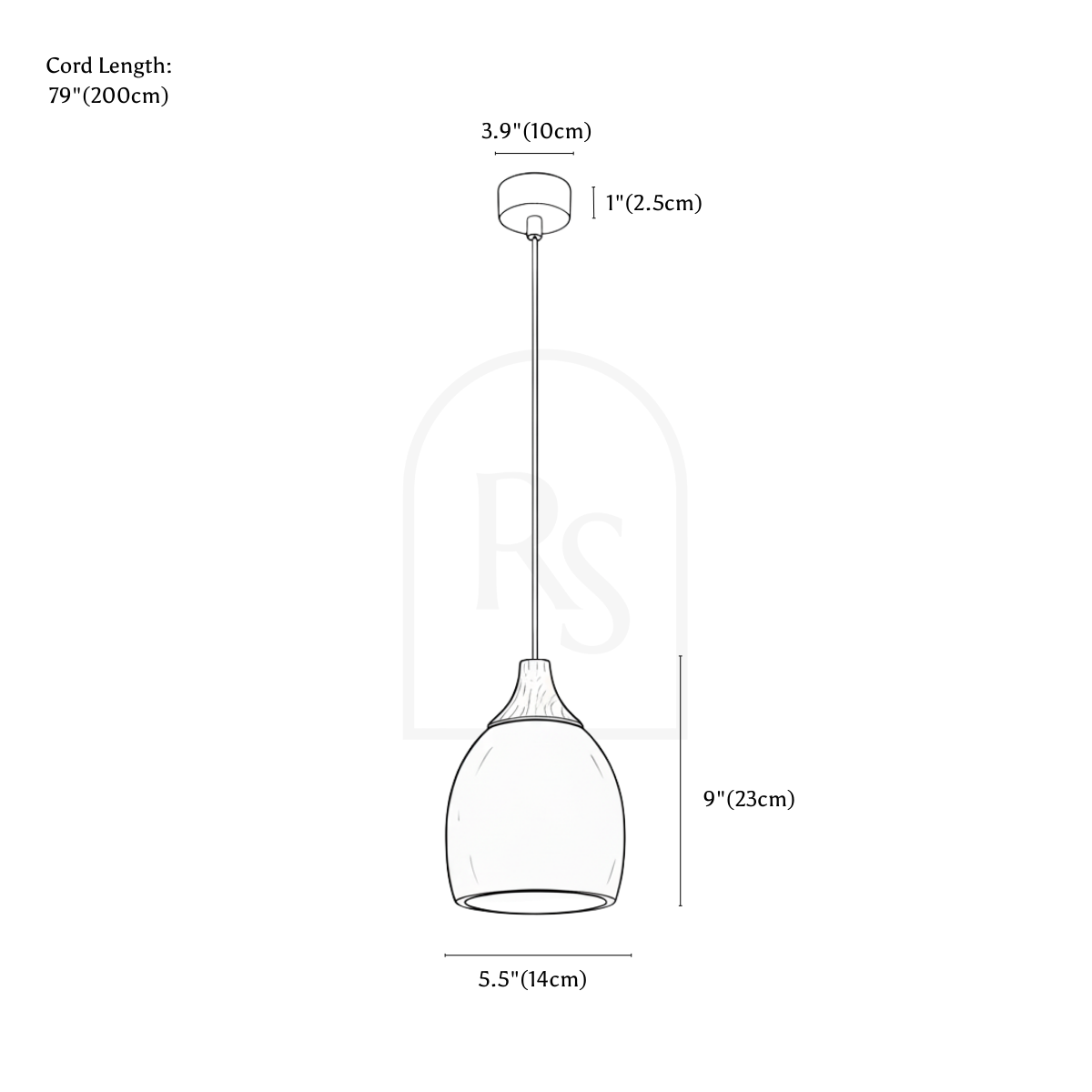Levon Pendant Light line drawing 1