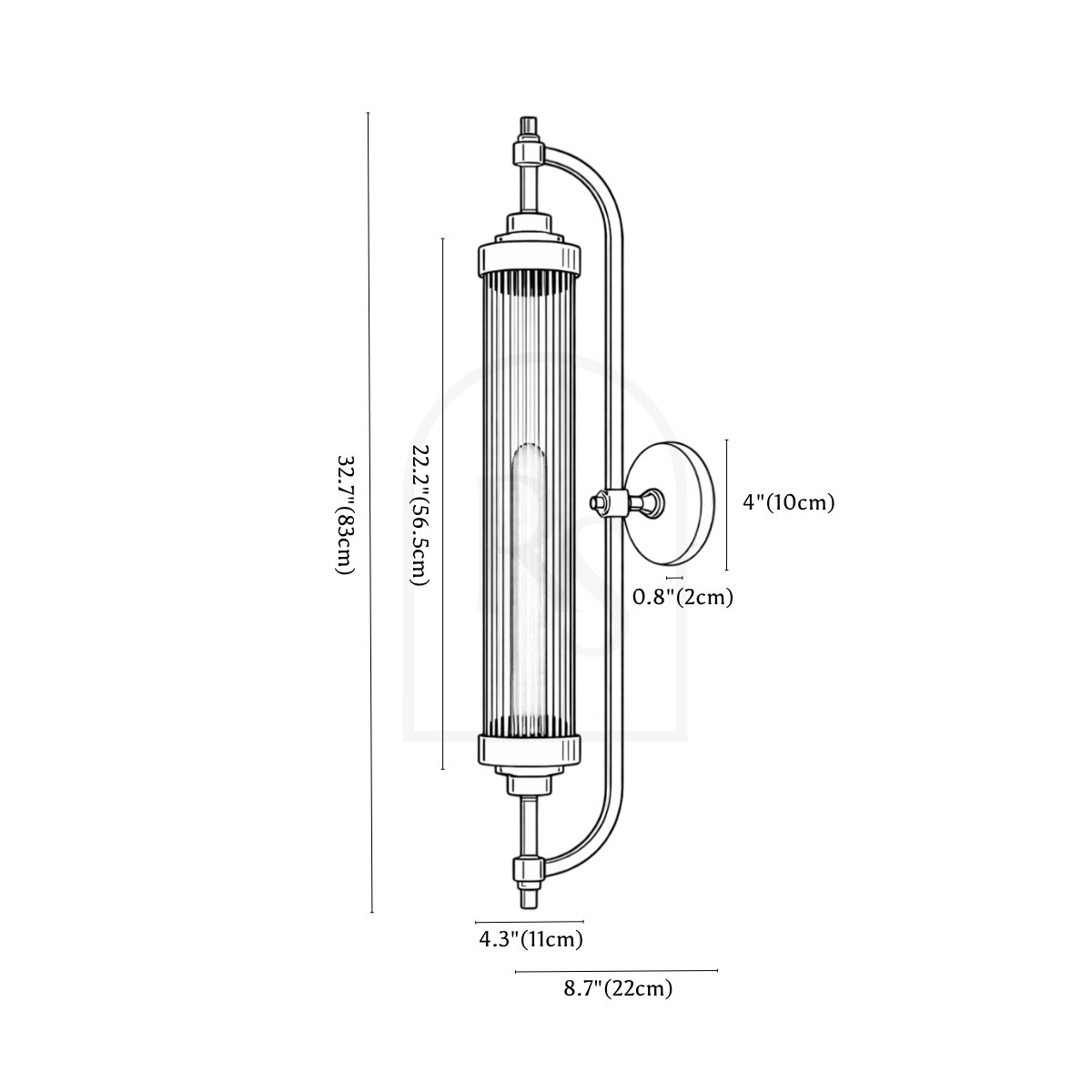 Linea Aura Wall Sconce line drawing 1