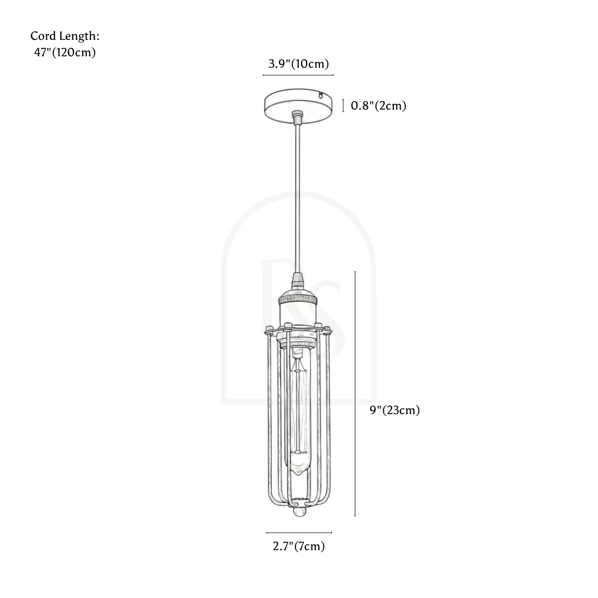 Lioren Pendant Light line drawing 1