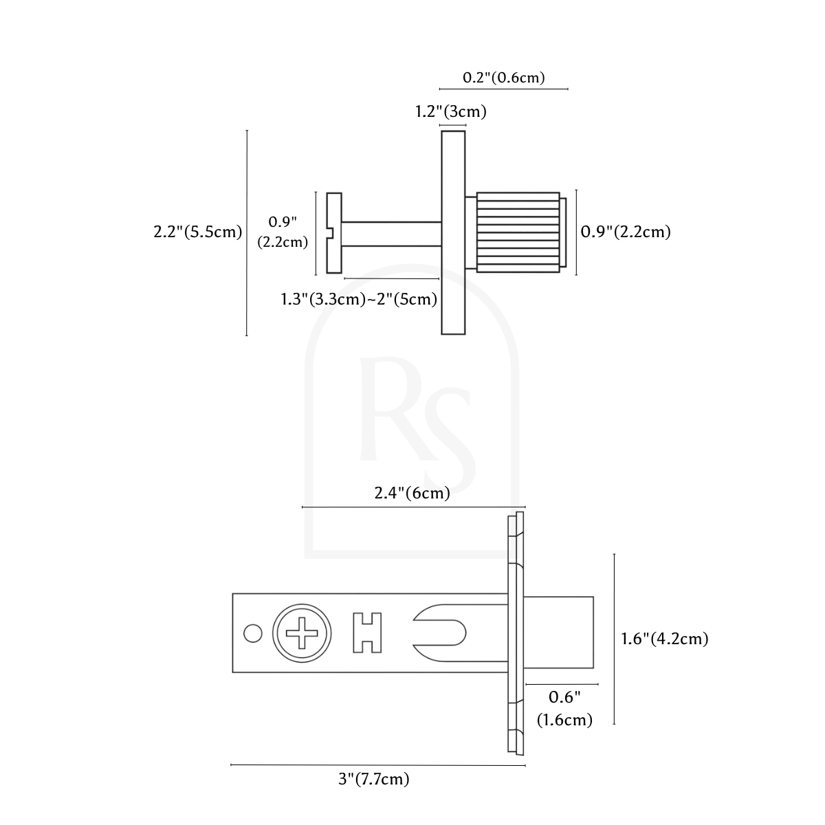 Stron Handle and Lock line drawing 2