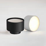 "Black and white aluminum ceiling lights displayed laying down, showcasing modern cylindrical design."