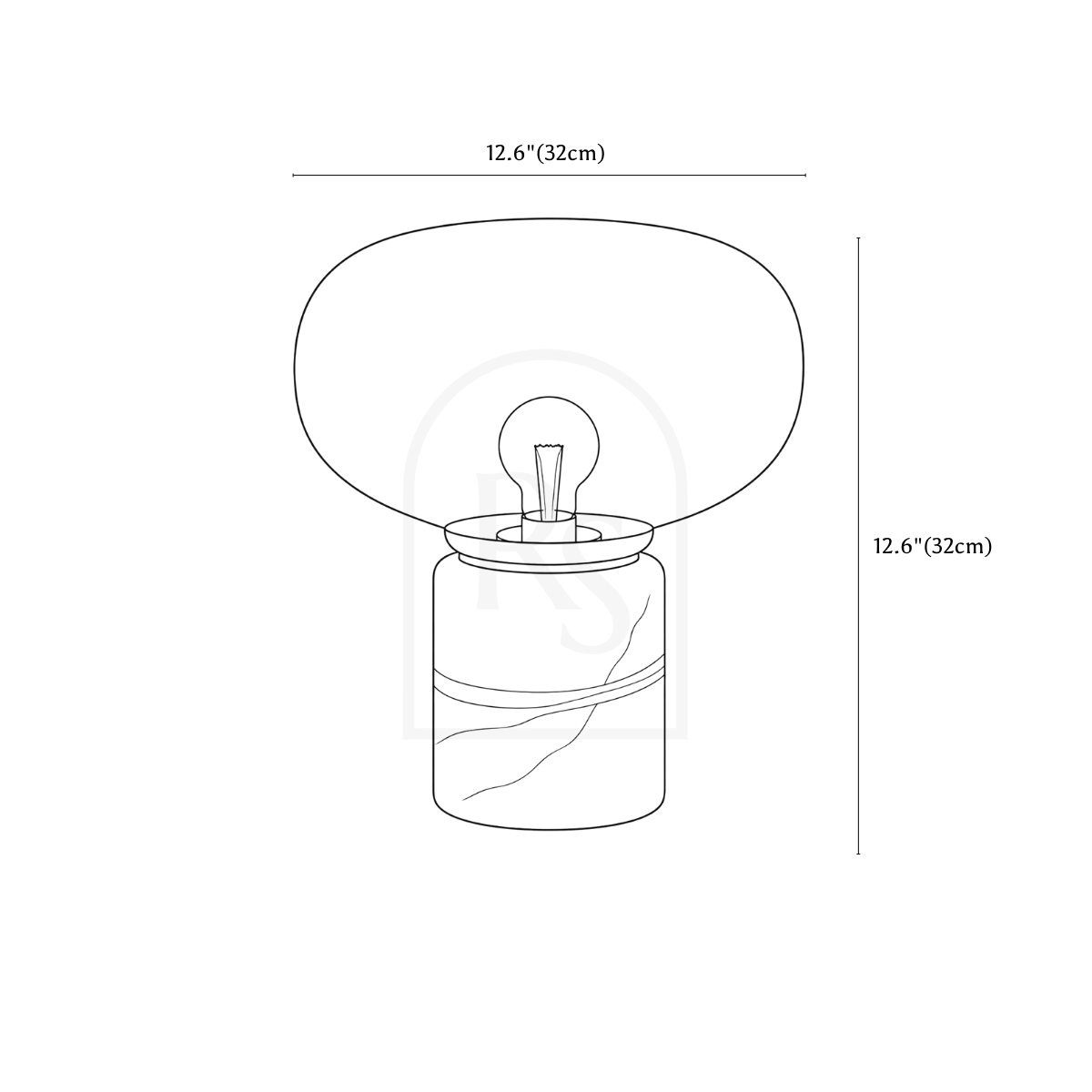 Lueur Table Lamp line drawing 2