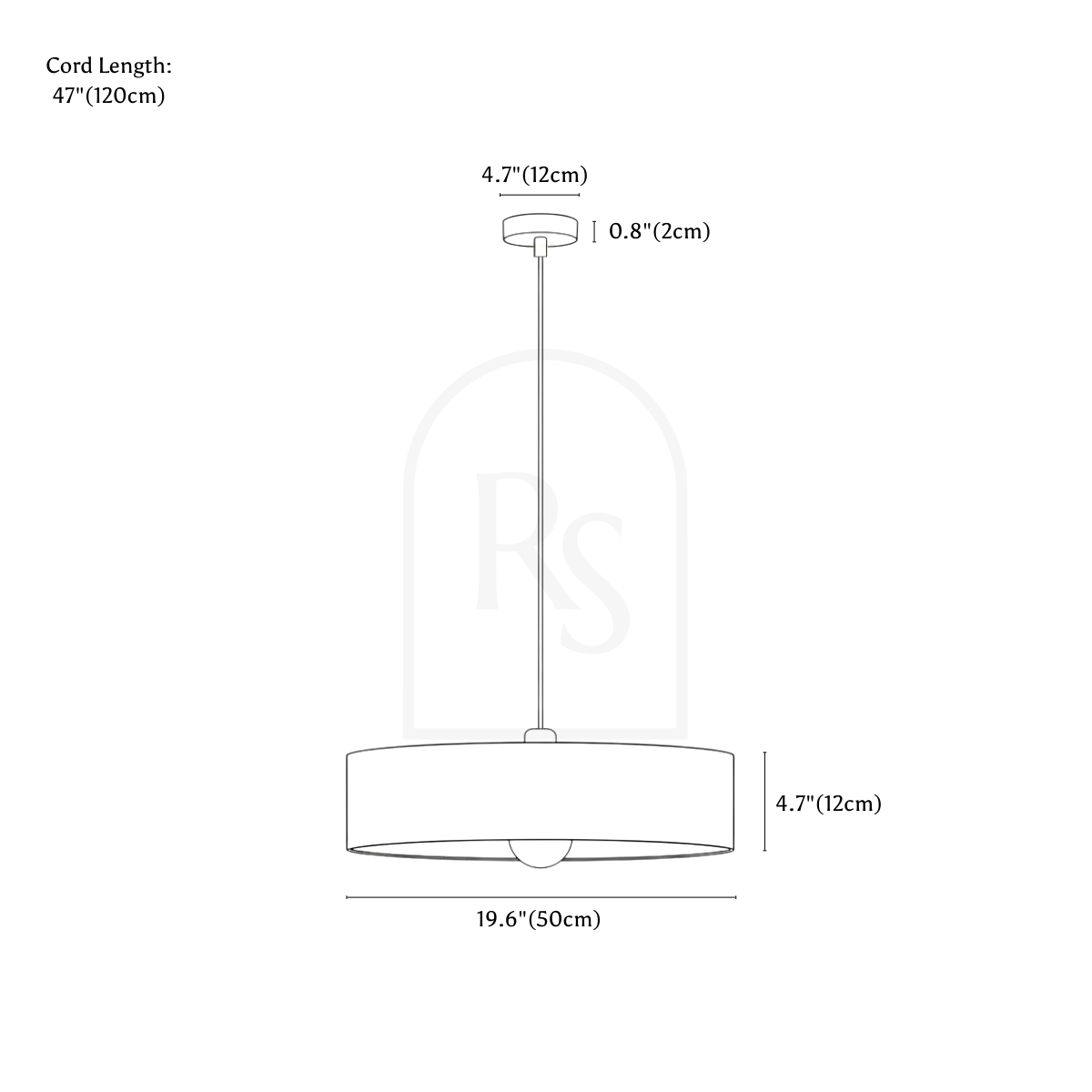 Lukkas Pendant Light line drawing 1