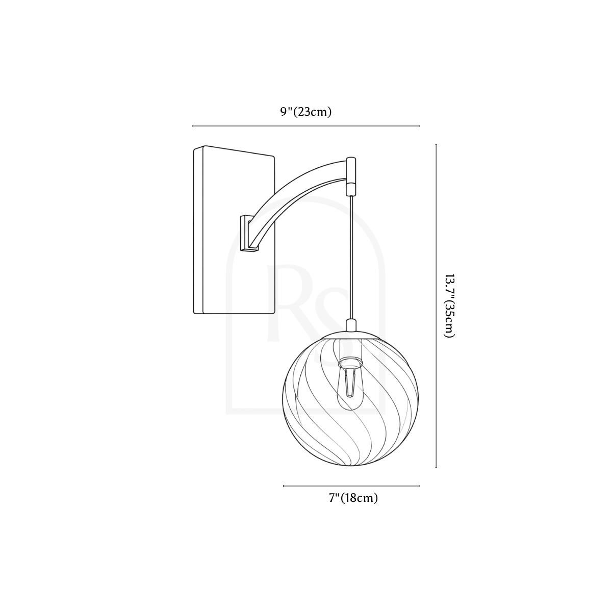 Lumix Wall Lamp line drawing 1