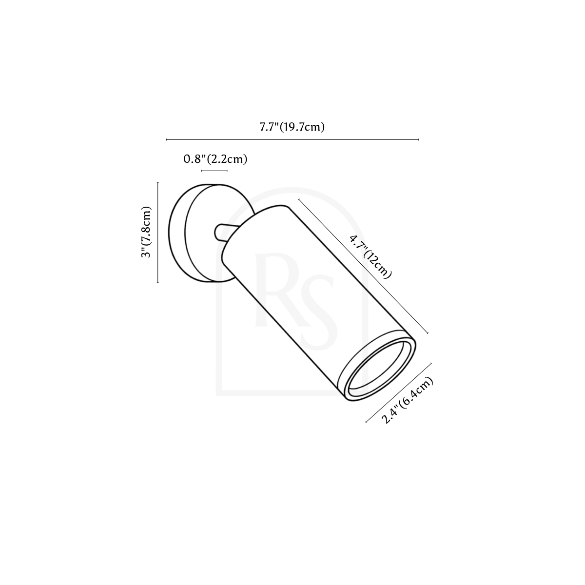 Luxa Outdoor Spotlight line drawing 1