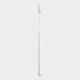 "Minimalist white aluminum pendant light, clean cylindrical shape, suspended with linear wire"