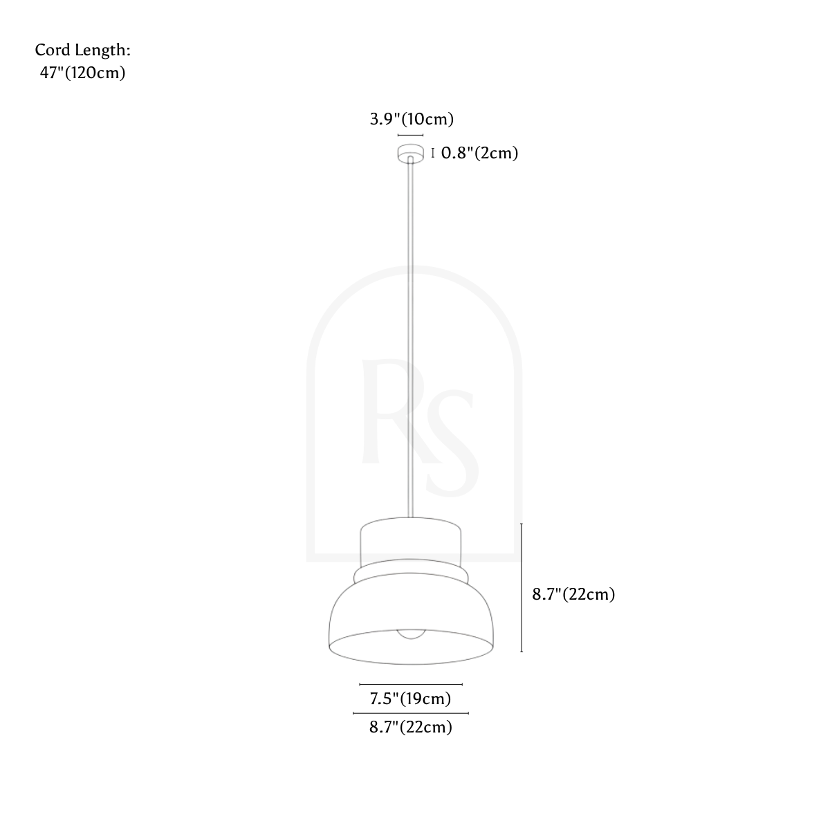 Macaron Pendant Light line drawing 2