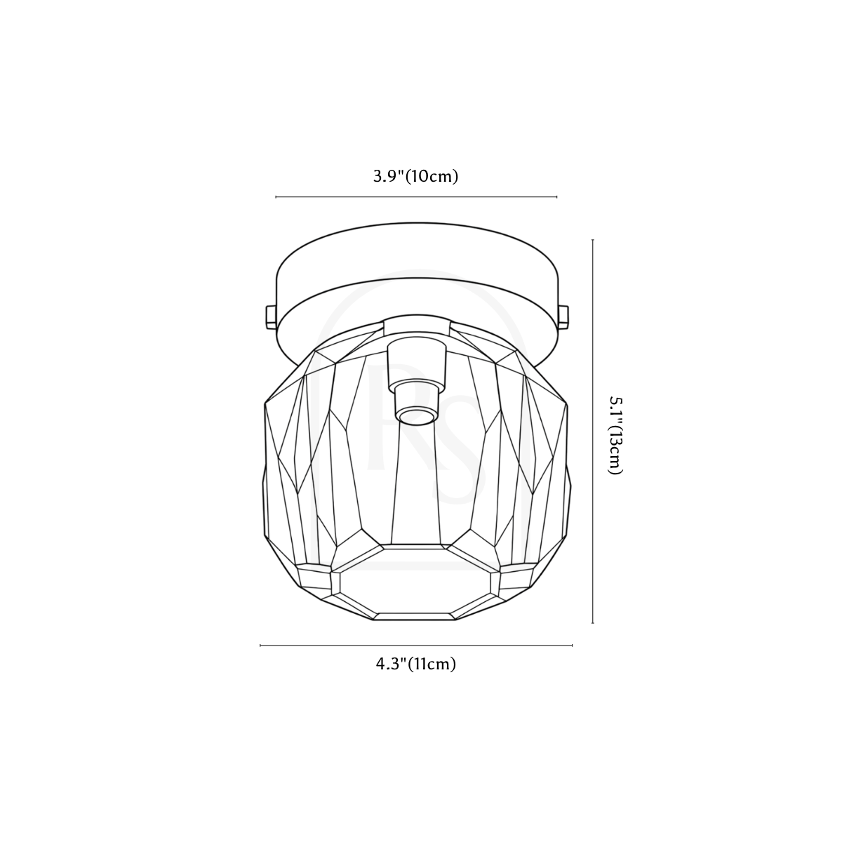 Madeline Ceiling Light line drawing 2