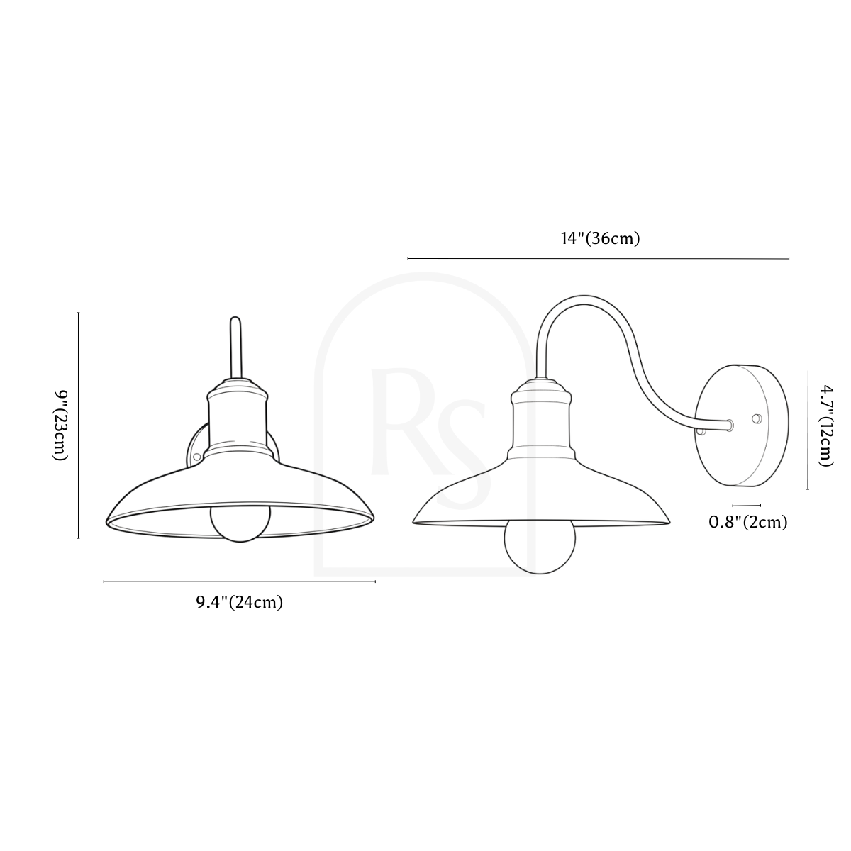 Makhraj Wall Lamp line drawing 1