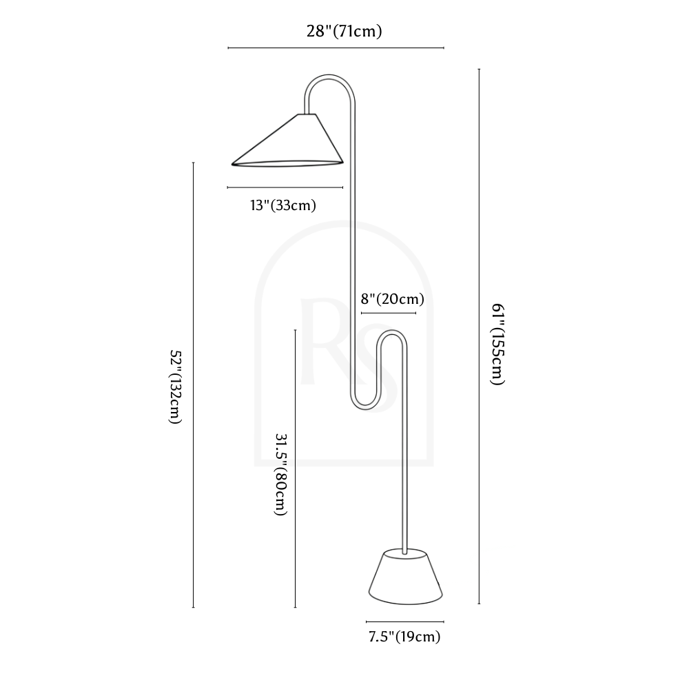 Malti Floor Lamp line drawing 1
