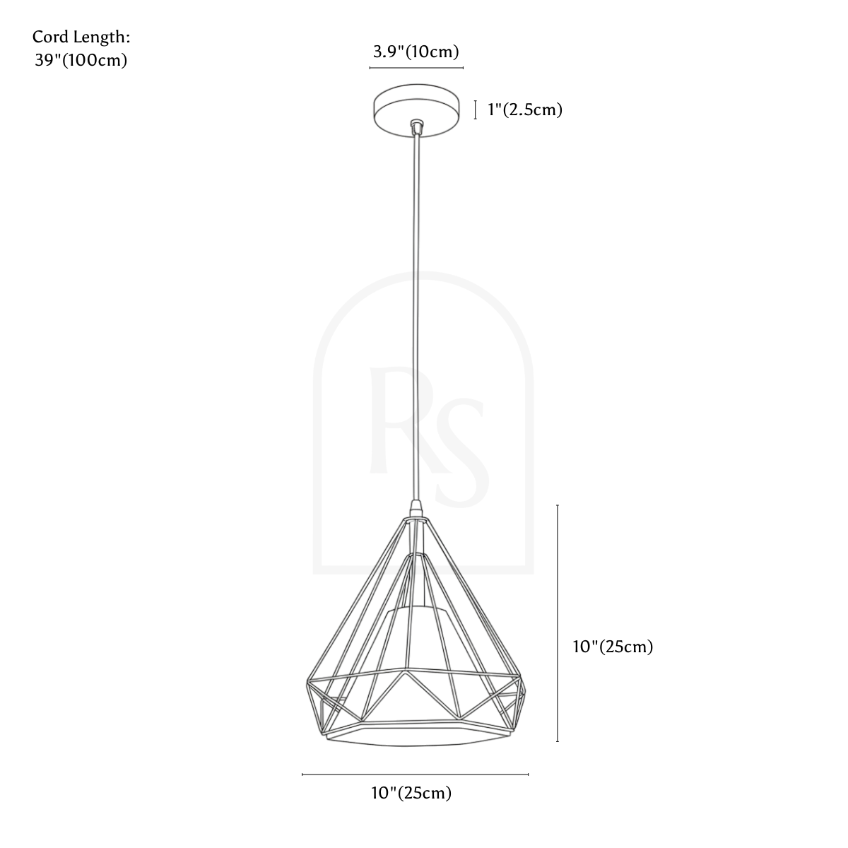 Mary Pendant Light line drawing 1