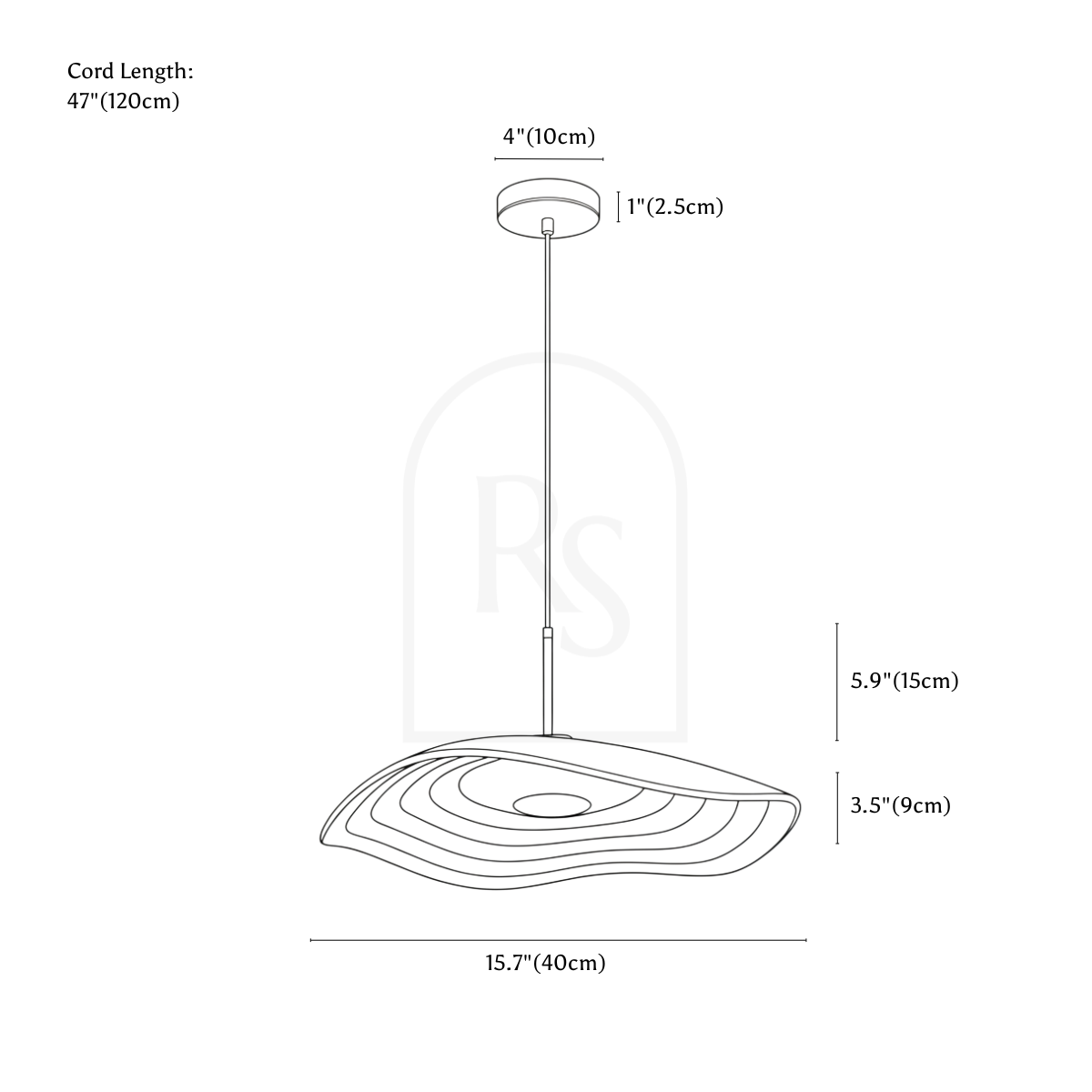 Eileen Pendant Light line drawing 2