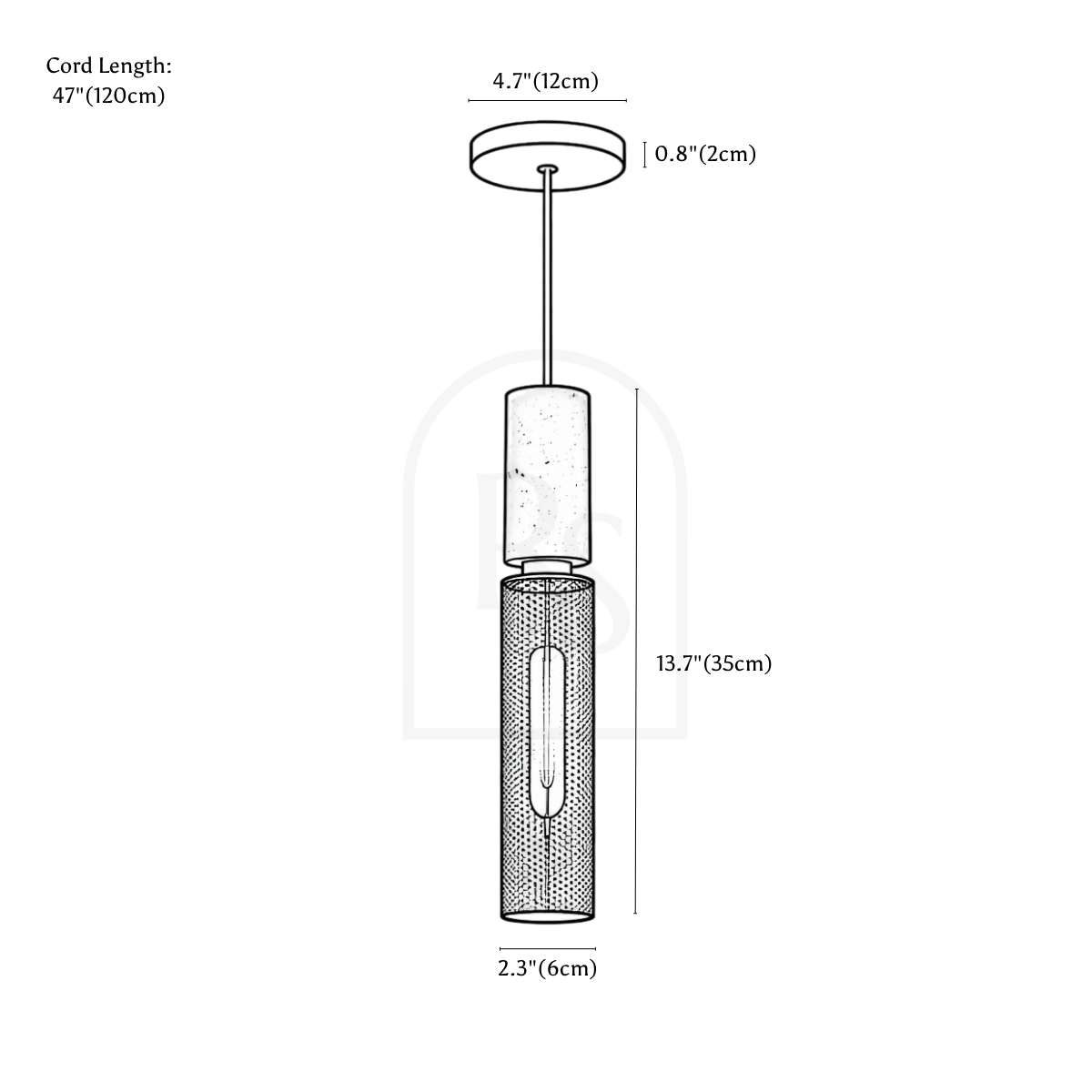 Mehora Pendant Light line drawing 1