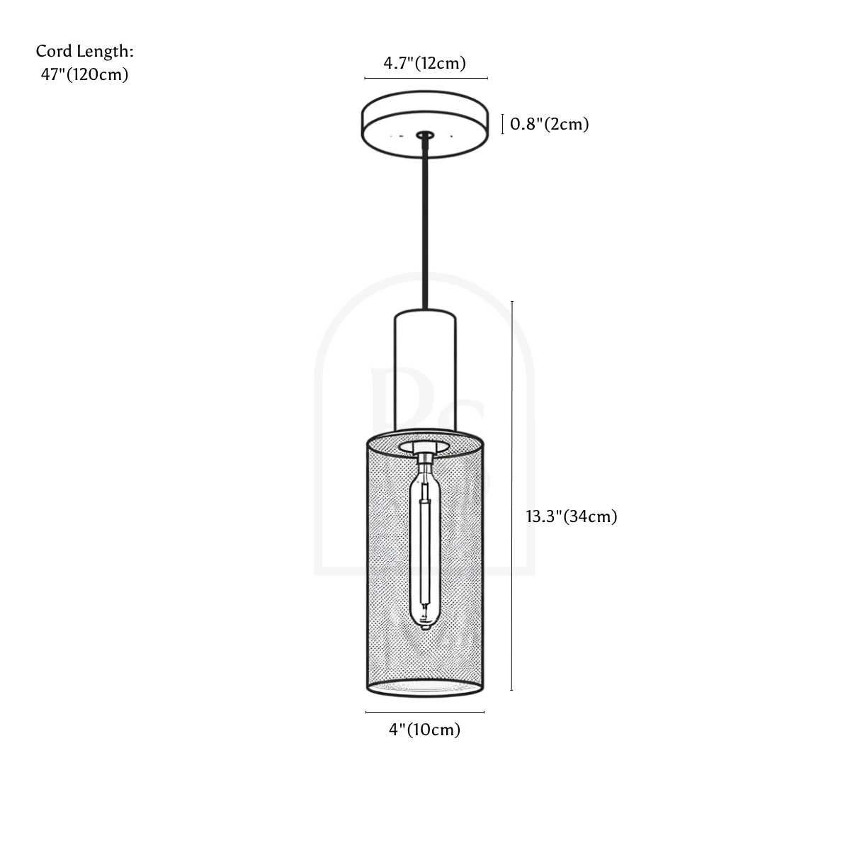 Mehora Pendant Light line drawing 2