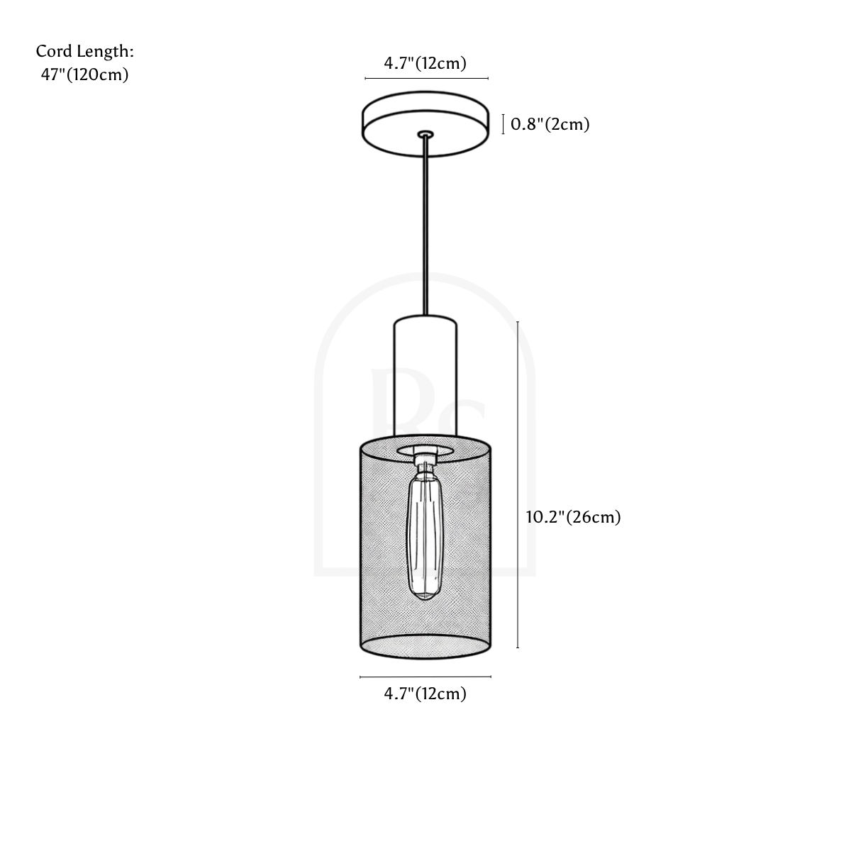 Mehora Pendant Light line drawing 3
