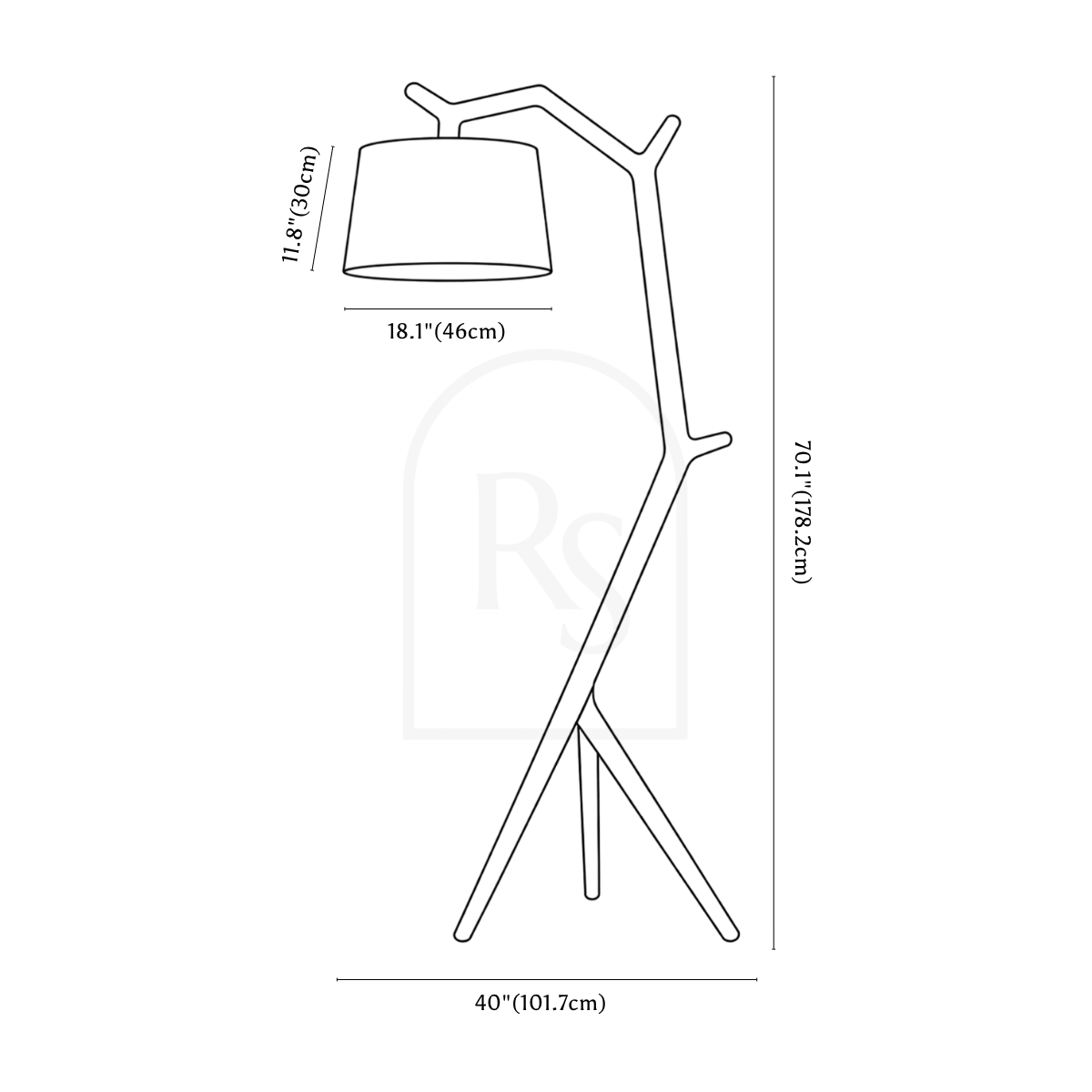 Meraku Floor Lamp line drawing 1