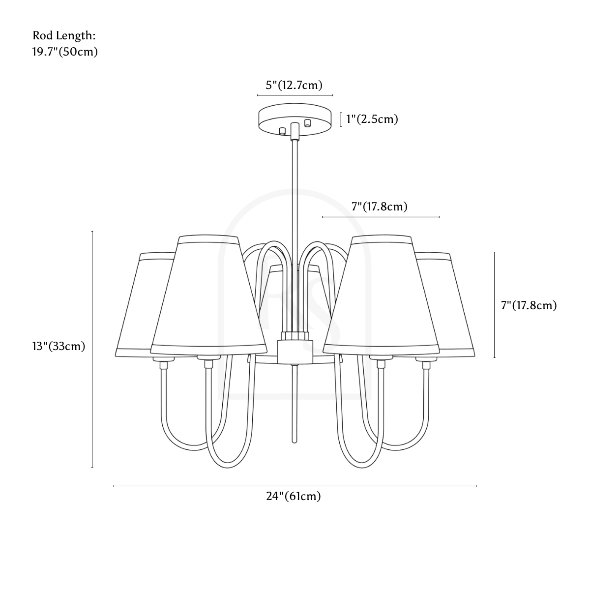 Merik Chandelier line drawing 1