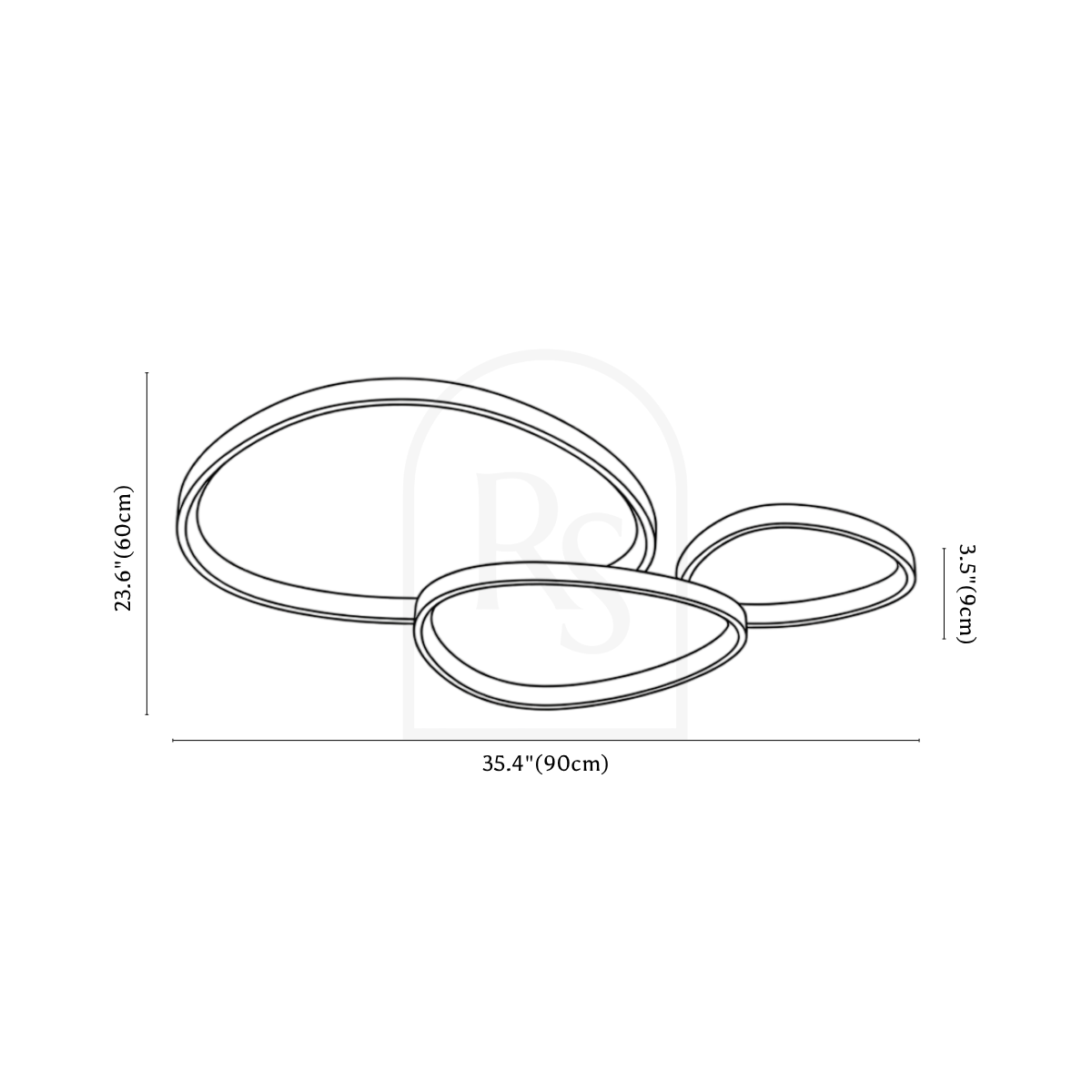 Mila Ceiling Light line drawing 3