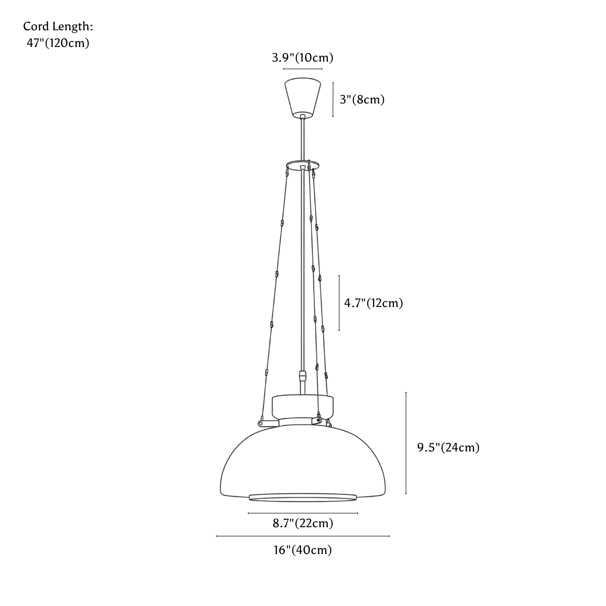 Lámpara colgante lechosa line drawing 1