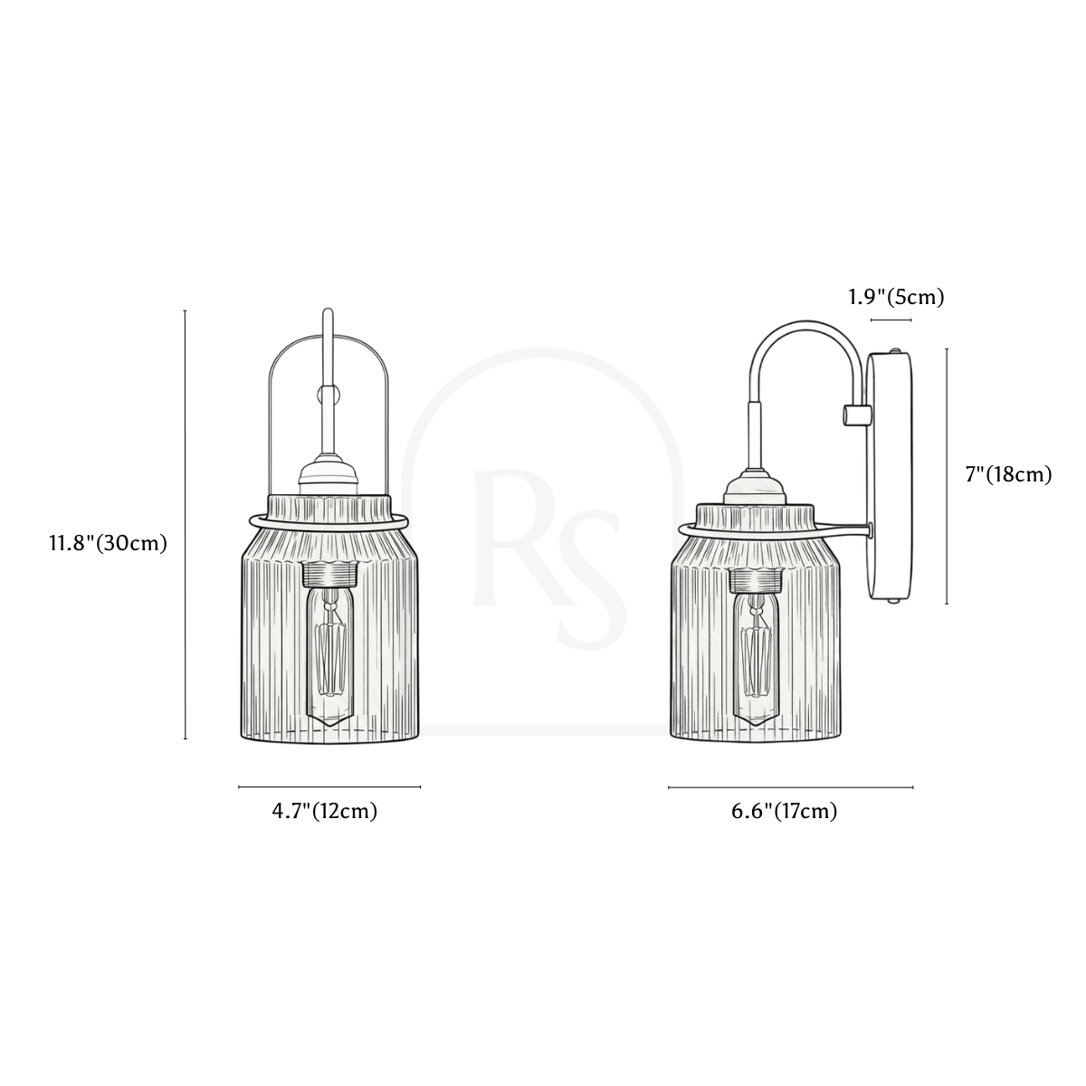 Milto Wall Lamp line drawing 1