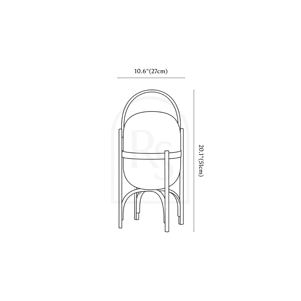 Mitsu Table Lamp line drawing 1