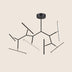 "Geometric modern chandelier in black with multiple angular arms and LED lights, designed for modern, minimalist interiors."