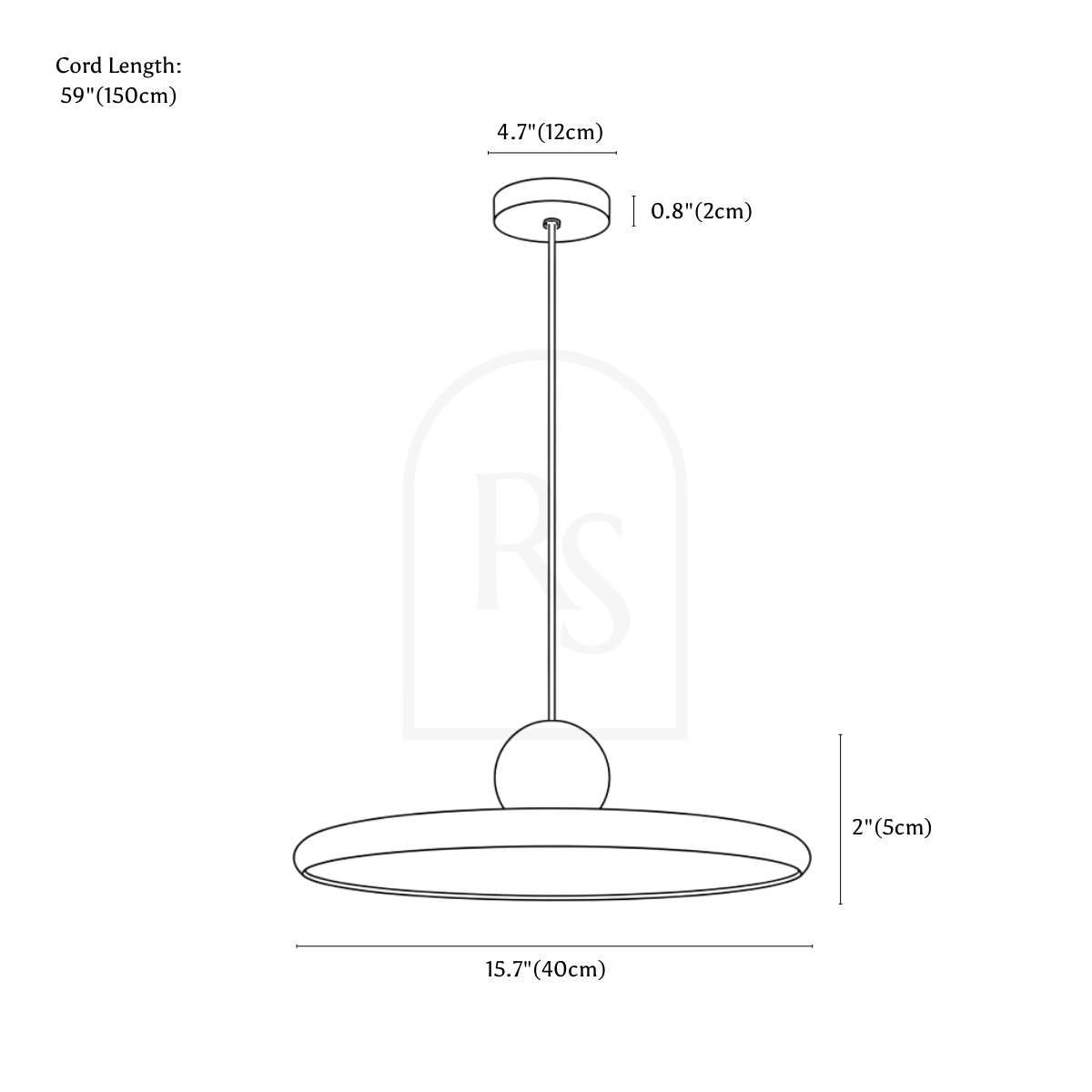 Moyra Pendant Light line drawing 1