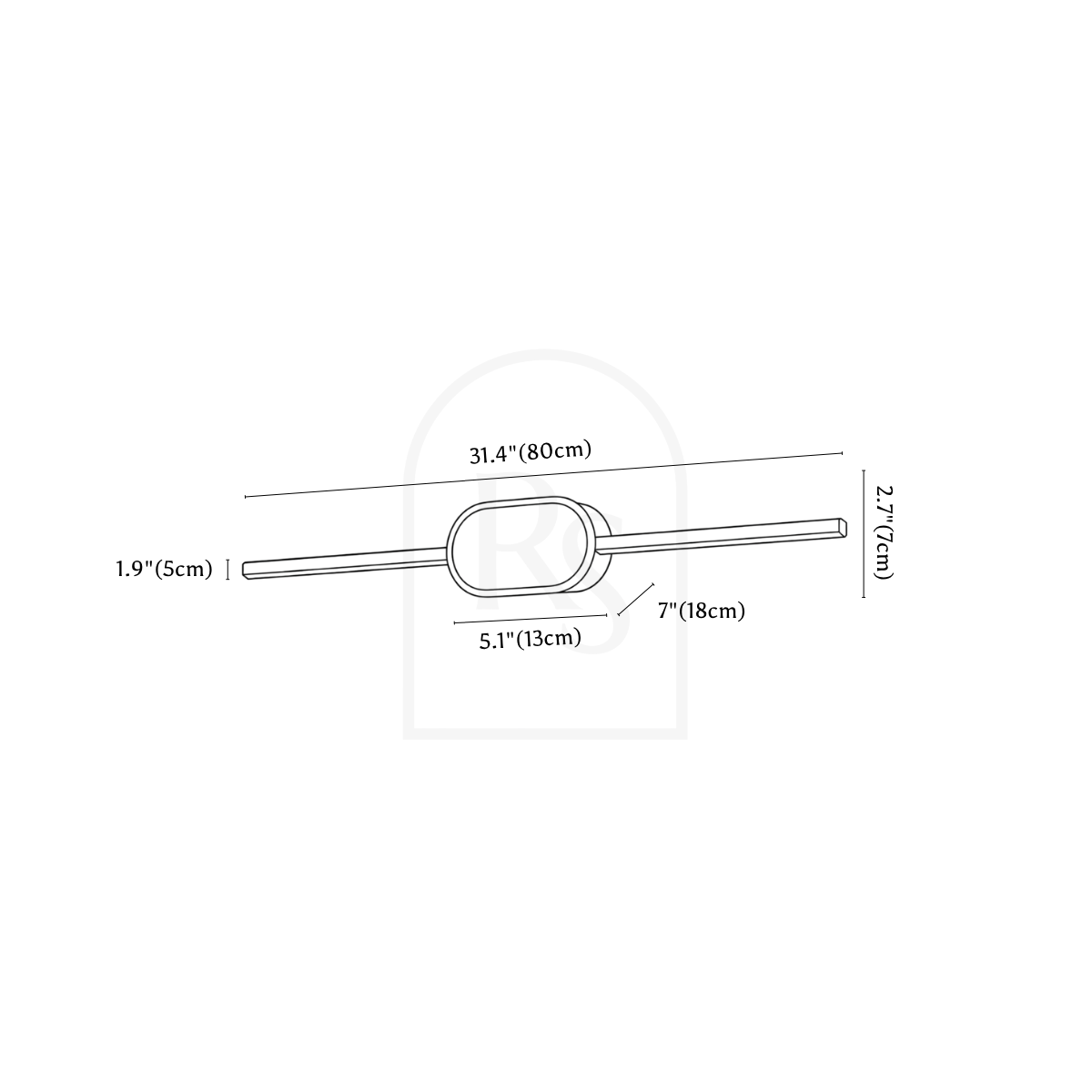 Mura Wall Lamp line drawing 3