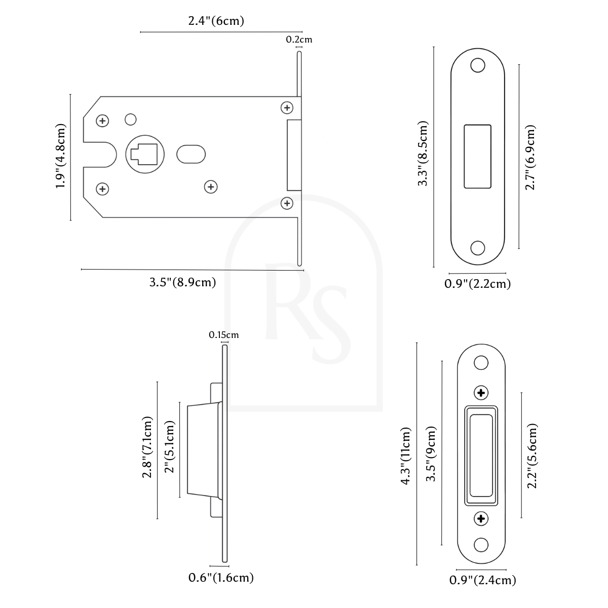 Mylo Handle and Lock line drawing 2
