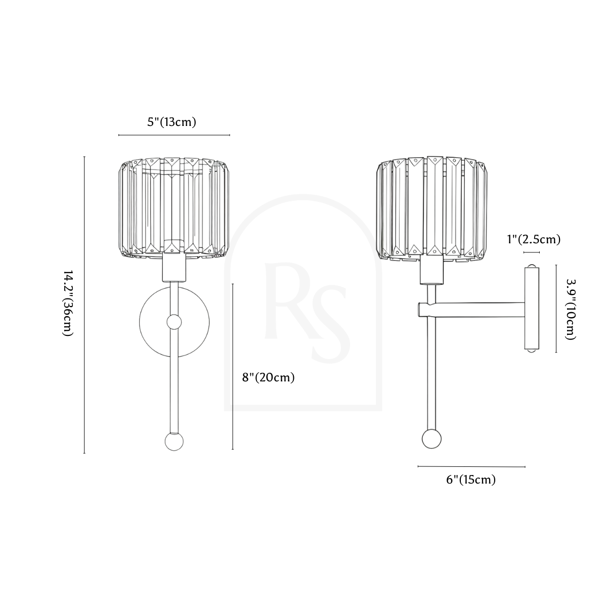 Nagis Wireless Wall Lamp line drawing 1