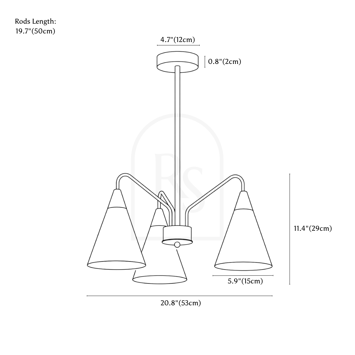 Narvok Chandelier line drawing 1