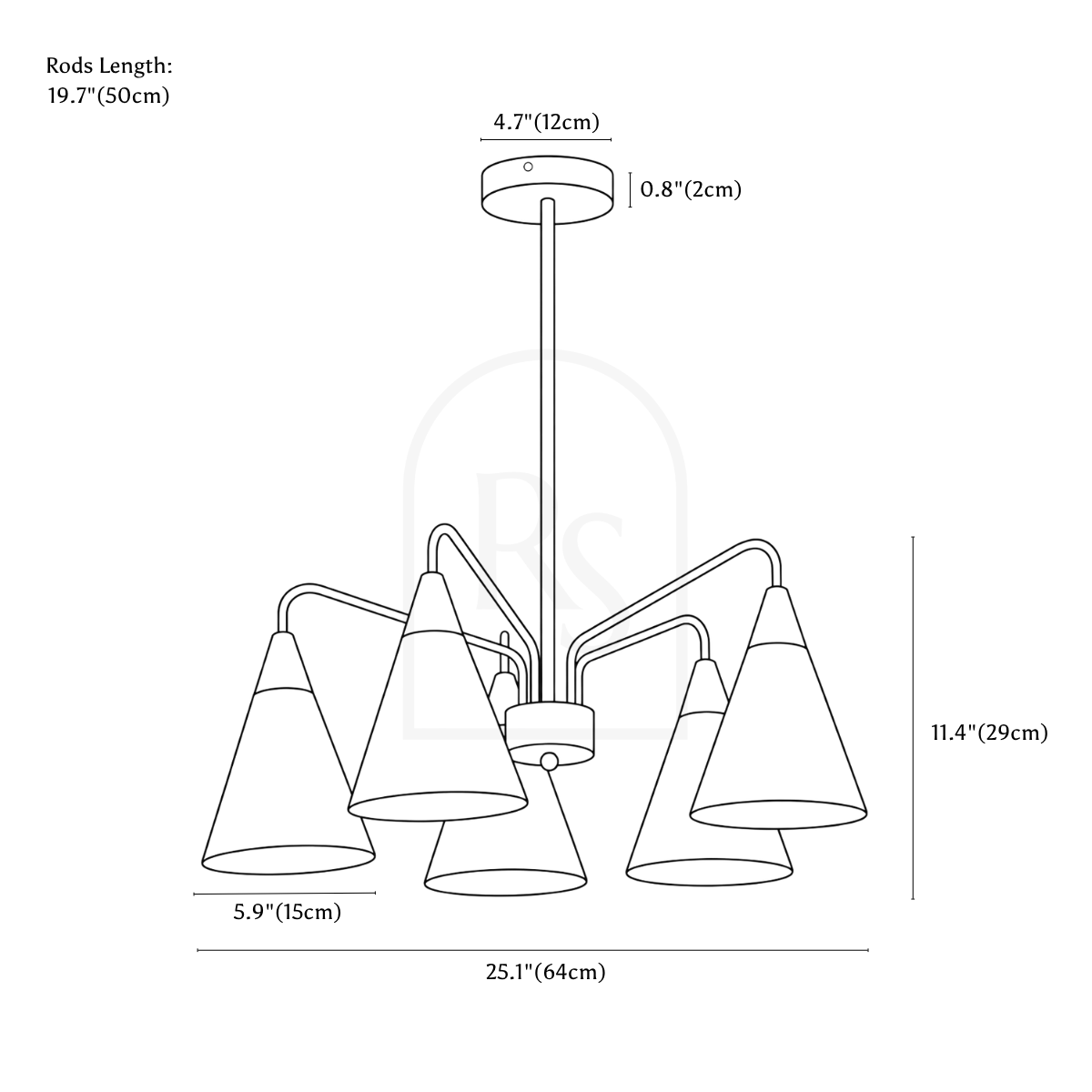 Narvok Chandelier line drawing 2