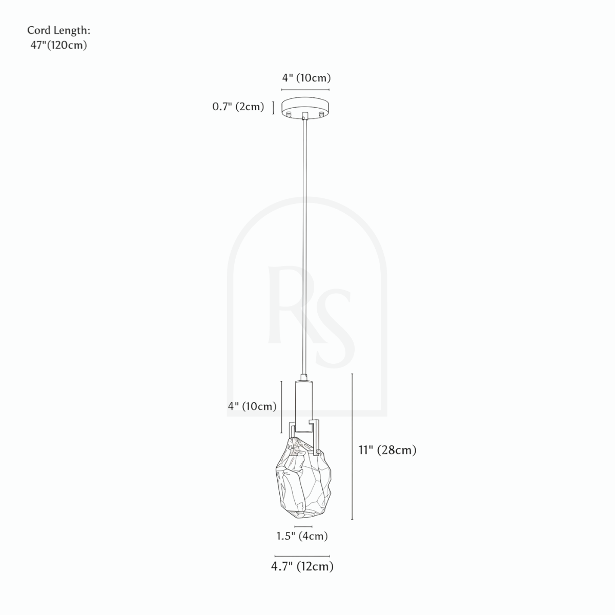 Natalia Pendant Light line drawing 1