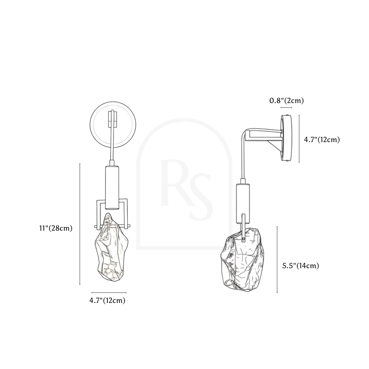 Natalia Wall Lamp line drawing 1