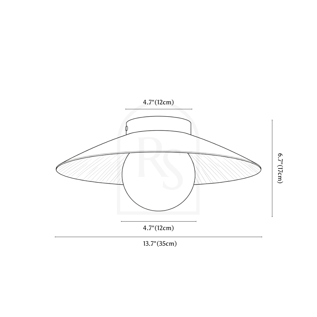 Nawa Ceiling Light line drawing 1