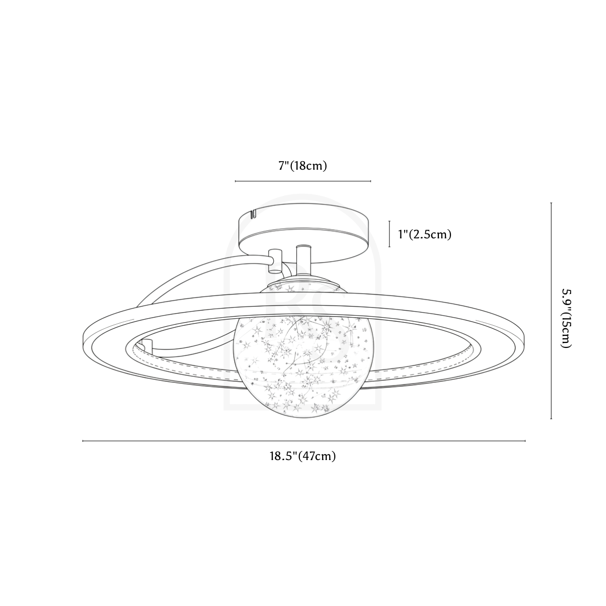 Naxlyn Ceiling Light line drawing 1