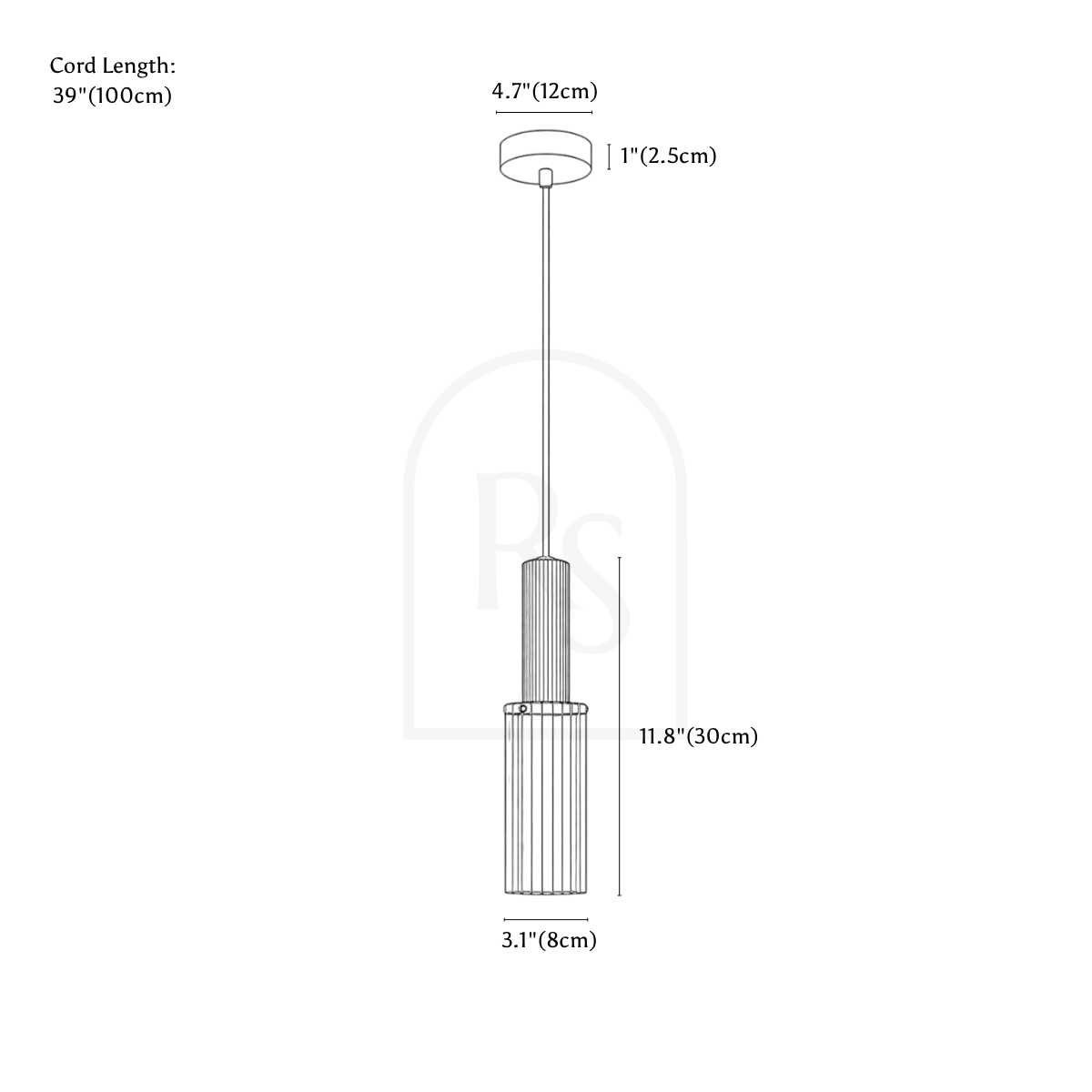 Nayra Pendant Light line drawing 1