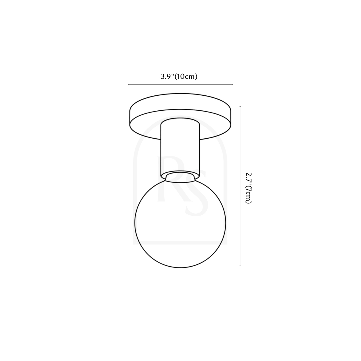 Neliah Ceiling Light line drawing 1