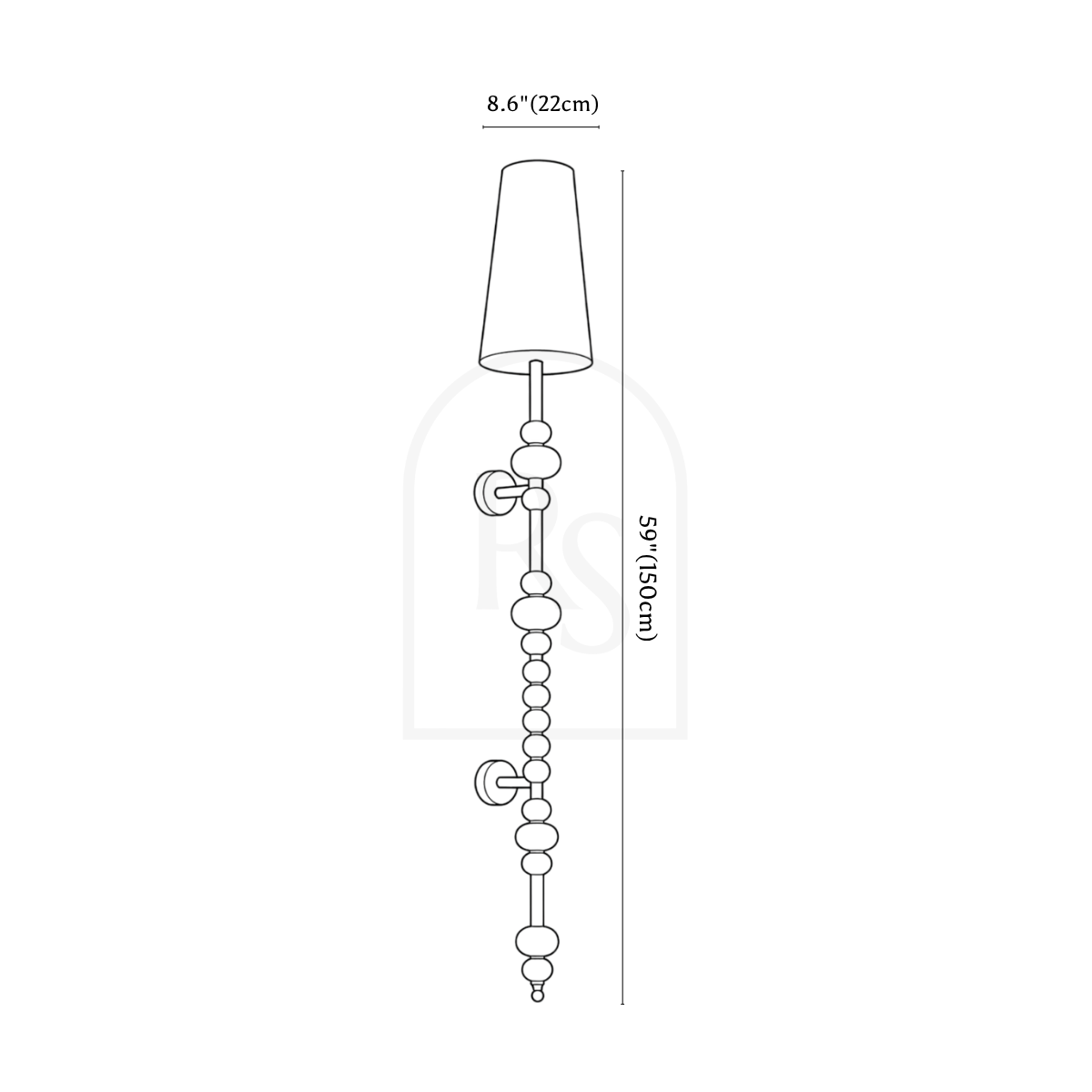 Nell Wall Lamp line drawing 3