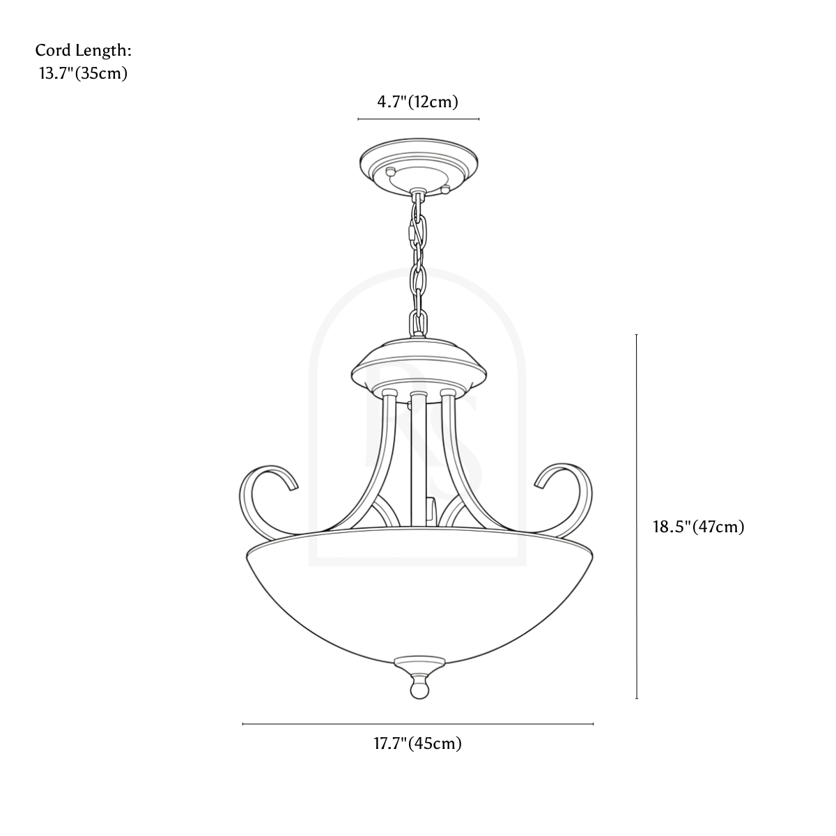 Nezra Chandelier line drawing 1