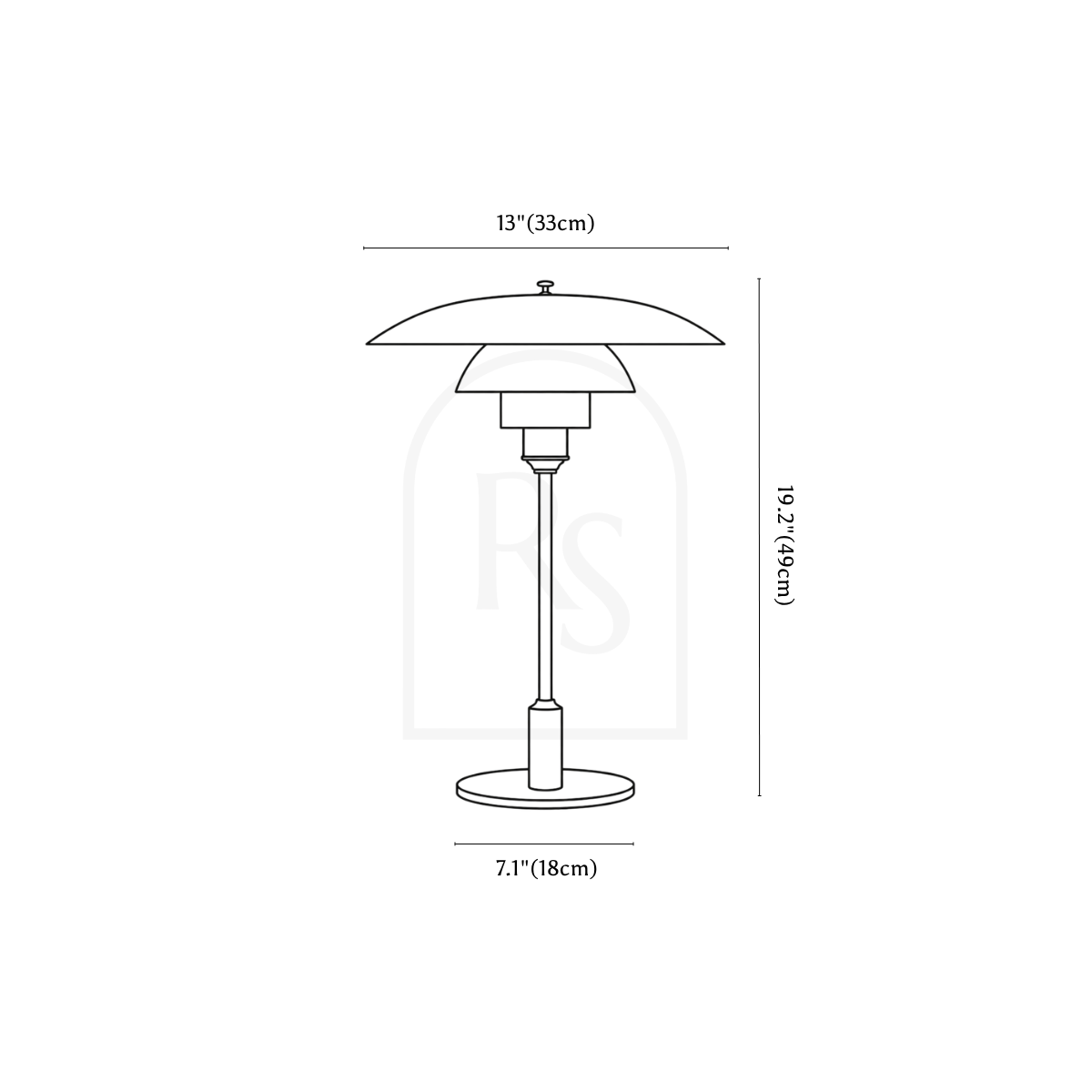 Nisra Table Lamp line drawing 1
