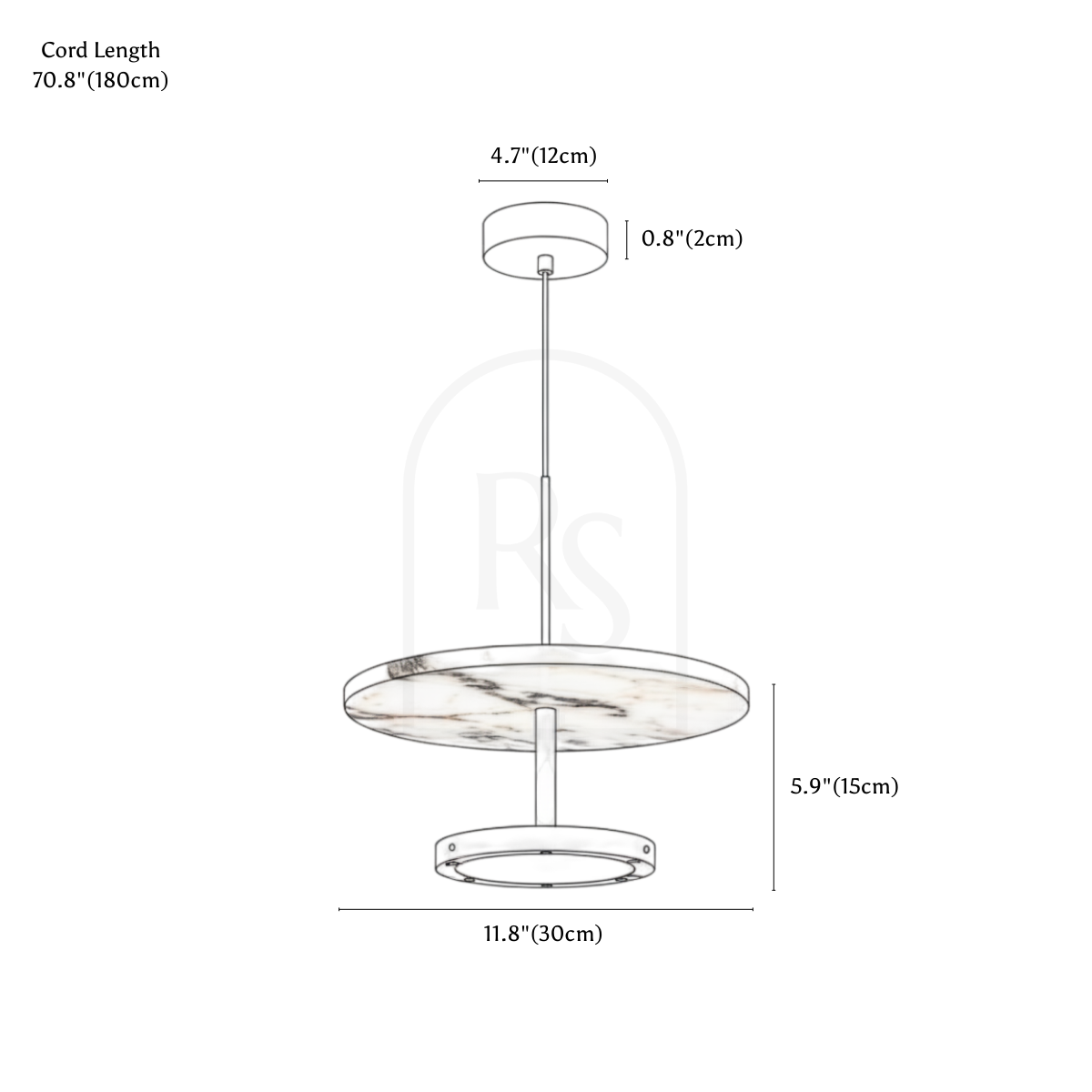 Noctra Pendant Light line drawing 1