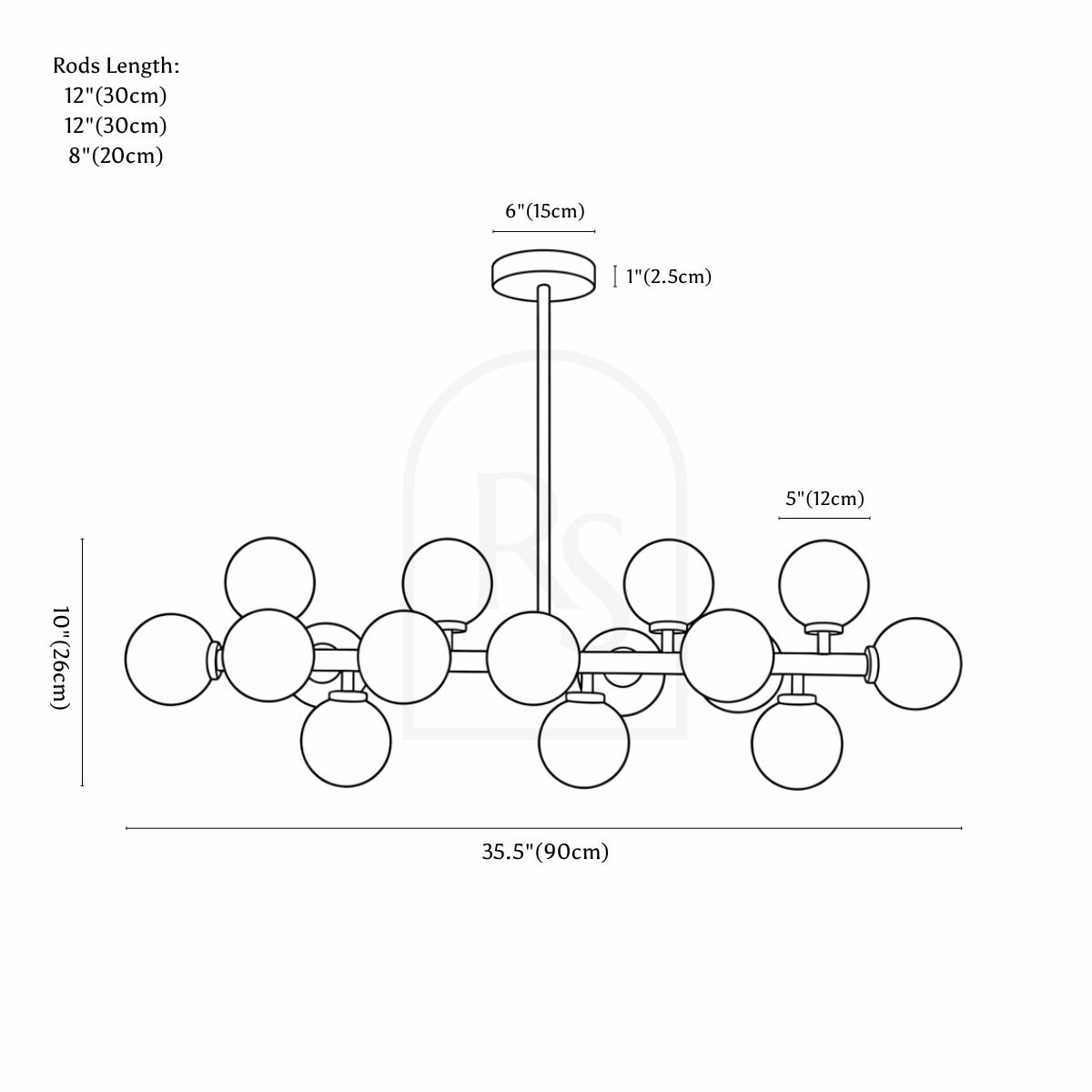 Novira Chandelier line drawing 1