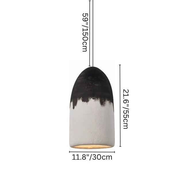 "Pendant lamp dimensions showing height, width, and cord length"
